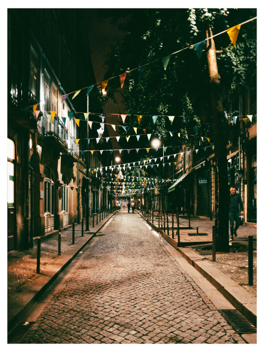 Porto Portugal street at Night