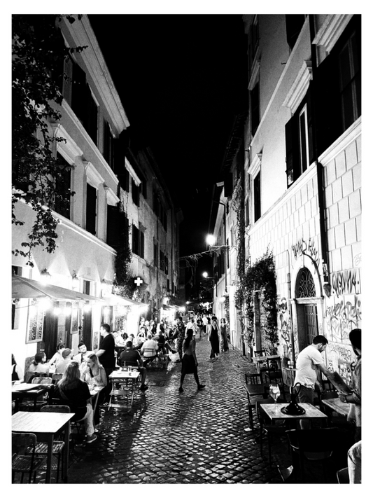 Rome Italy Street at Night